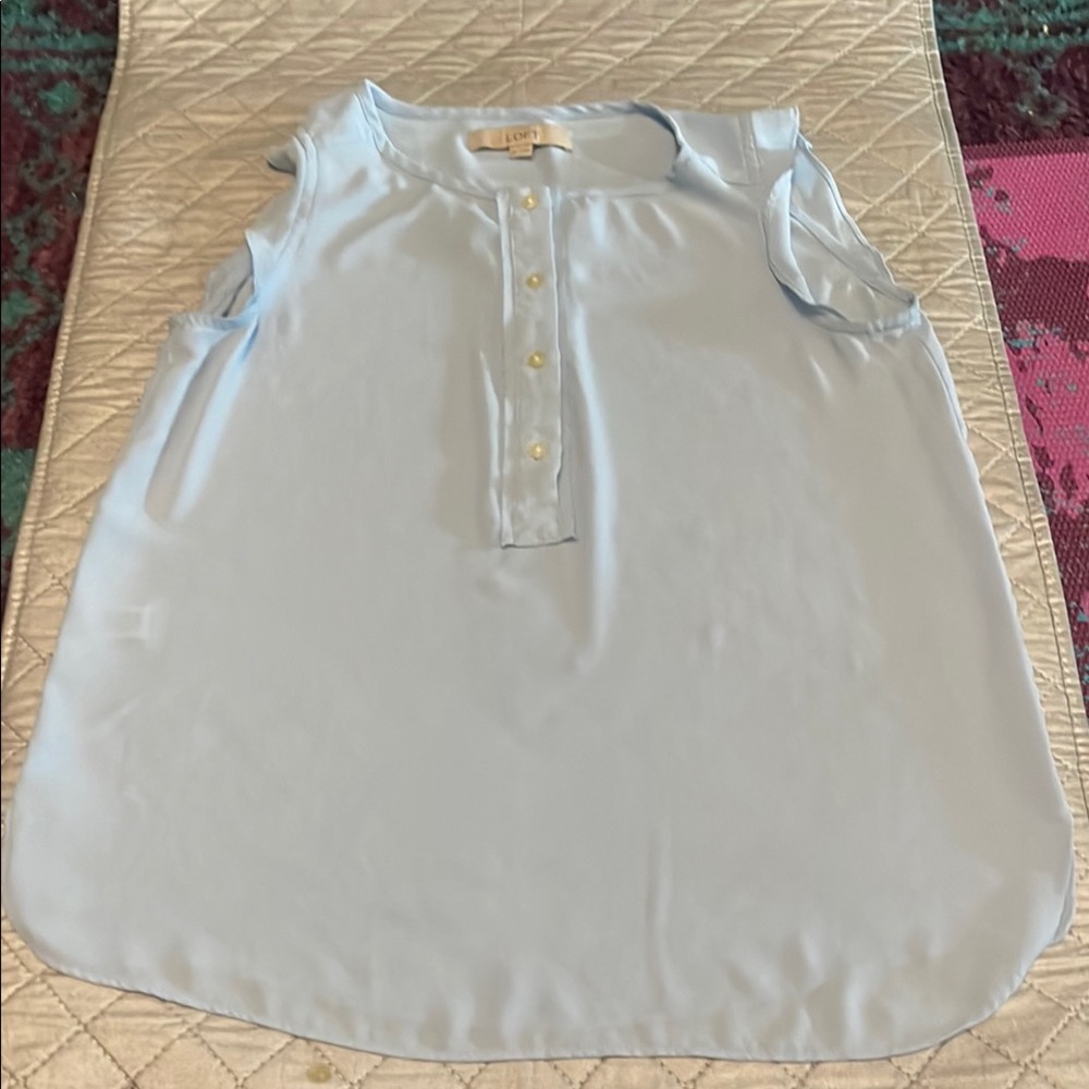 Loft Light Blue Sleeveless Blouse